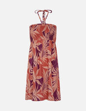 Palm Print Bandeau Dress, Orange (RUST), large
