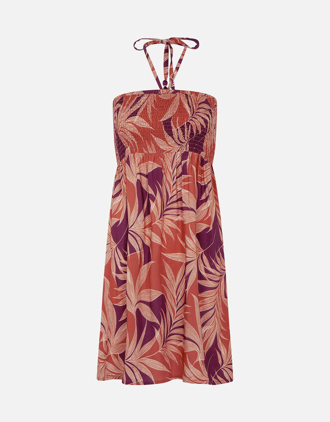 Palm Print Bandeau Dress, Orange (RUST), large