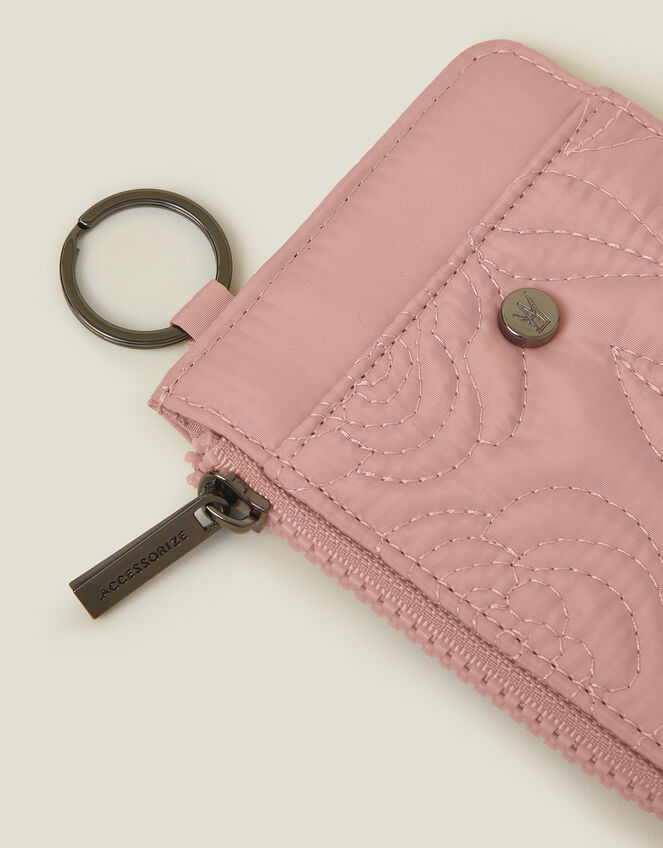 Quilted Nylon Card Holder, Pink (BLUSH), large
