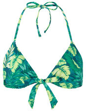 Leaf Print Triangle Bikini Top, Green (GREEN), large