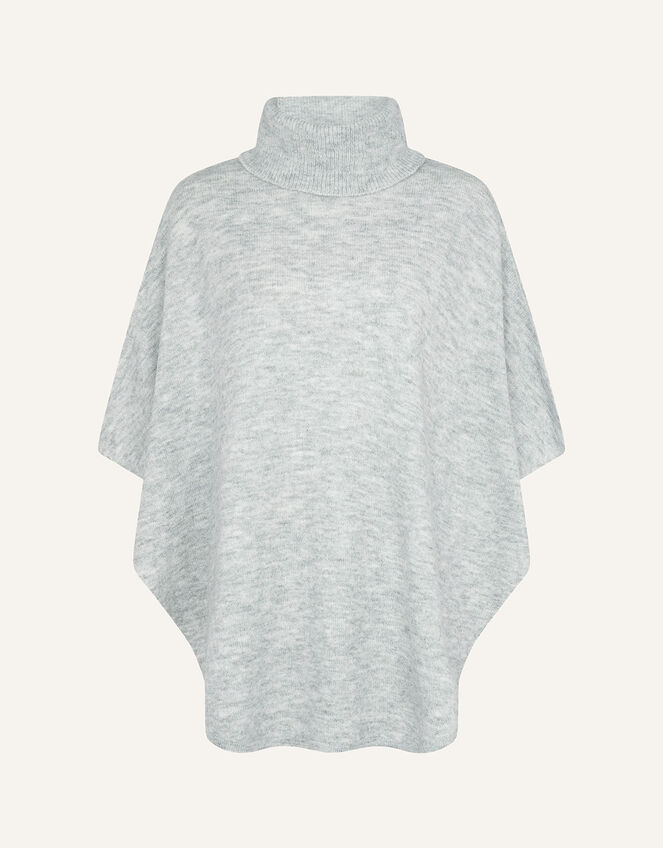 Cosy Knit Poncho, Grey (GREY), large