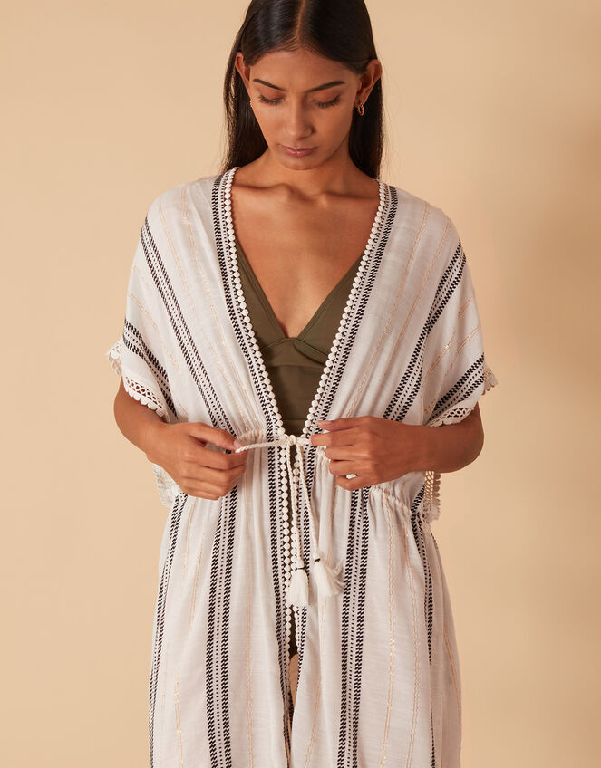 Metallic Stripe Kimono, Gold (GOLD), large