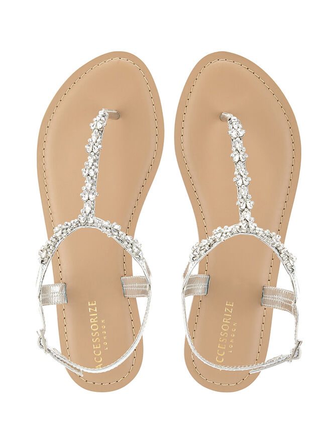 Reno Silver Embellished Sandals, Silver (SILVER), large