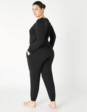 Full-Length Jersey Lounge Set, Black (BLACK), large