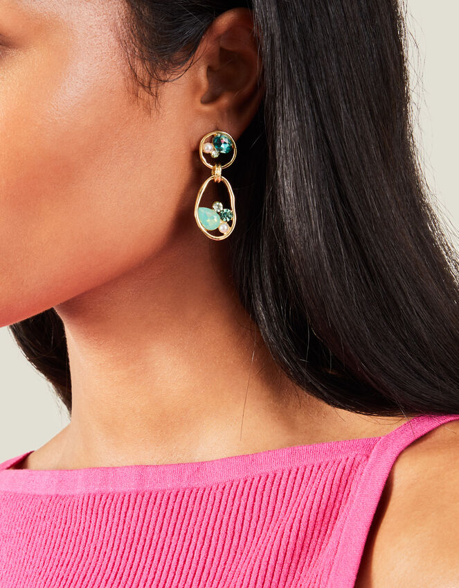 Encircled Gem Drop Earrings, , large