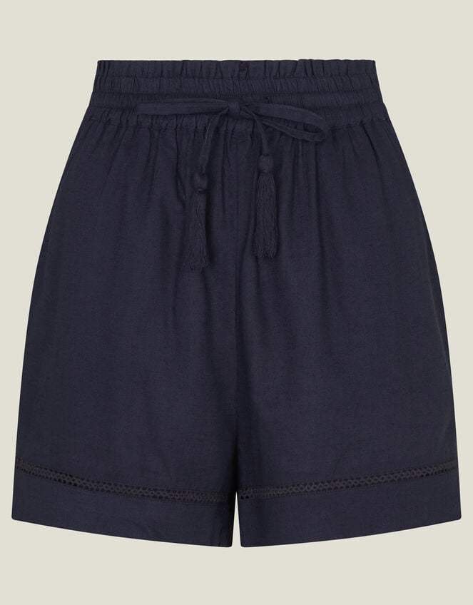 High Waist Beach Shorts, Blue (NAVY), large