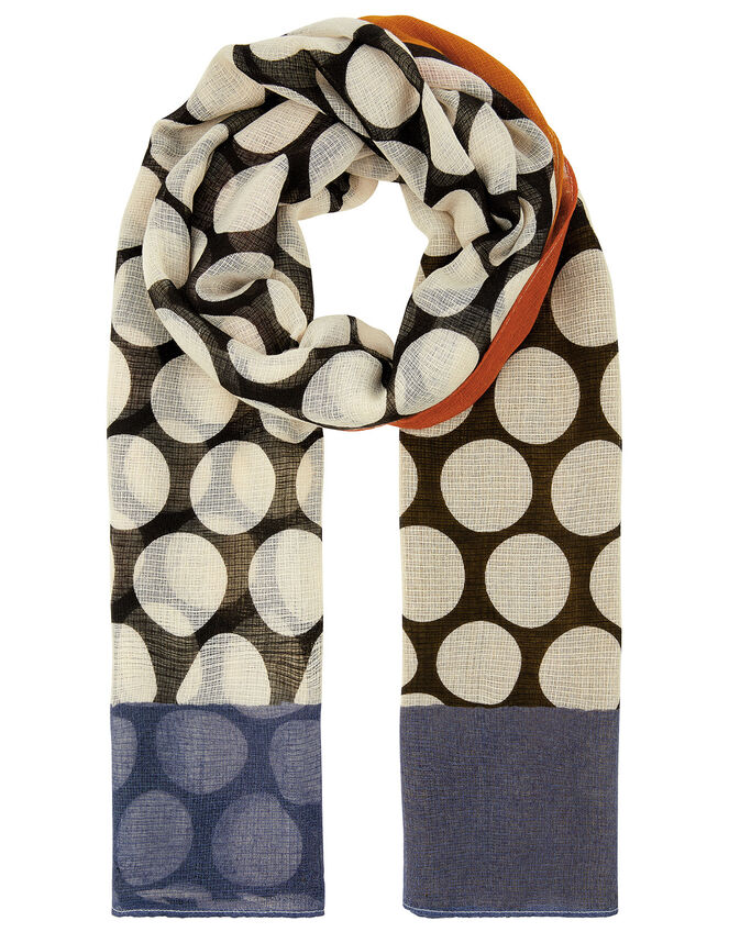 Large Polka-Dot Print Scarf, , large