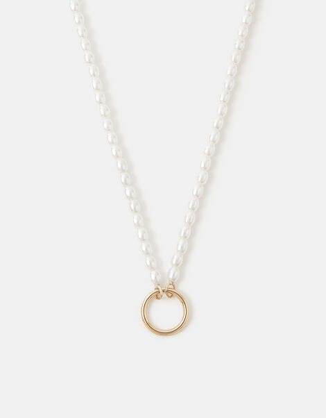 Pearl Beaded Charm Necklace, , large