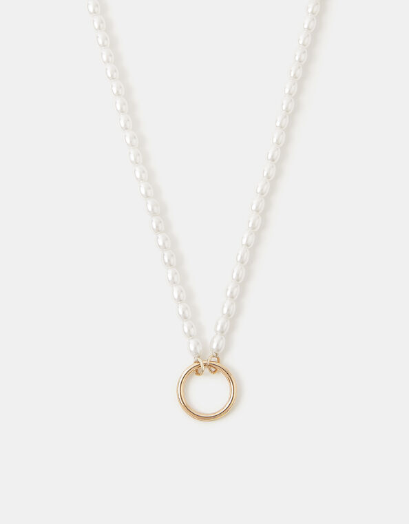 Pearl Beaded Charm Necklace, , large