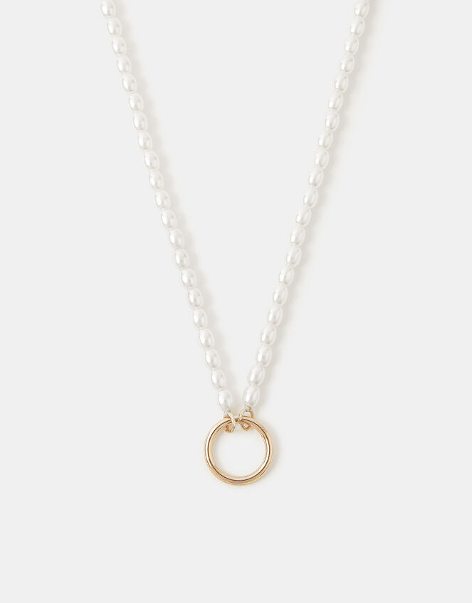 Pearl Beaded Charm Necklace, , large