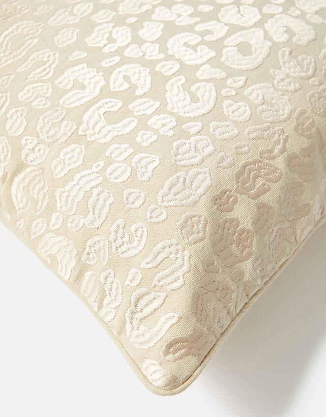 Embroidered Tonal Leopard Cushion Cover, , large