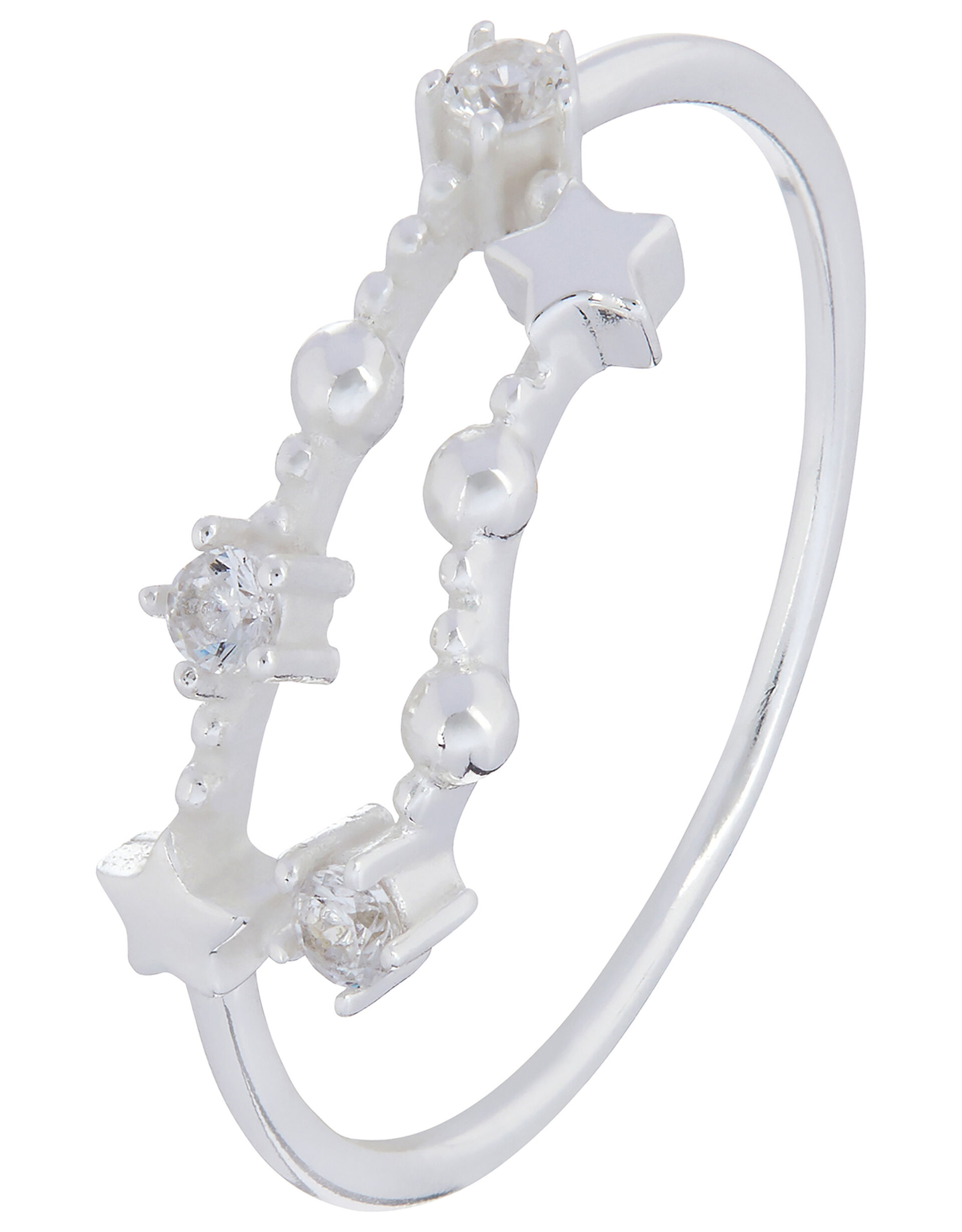 Sterling Silver Constellation Ring - Capricorn, White (ST CRYSTAL), large