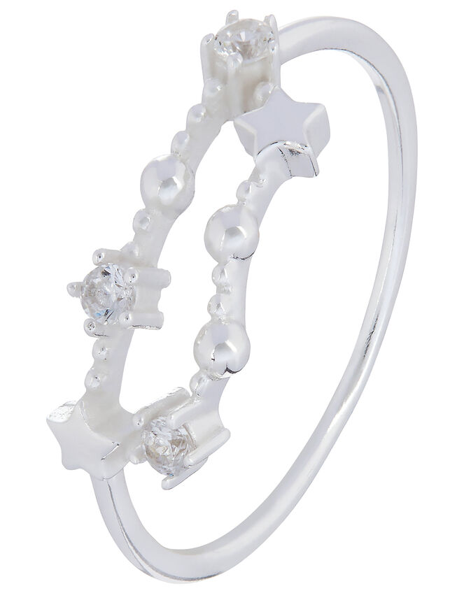 Sterling Silver Constellation Ring - Capricorn, White (ST CRYSTAL), large
