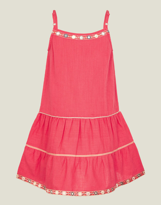 Girls Floral Embroidered Sundress, Orange (CORAL), large