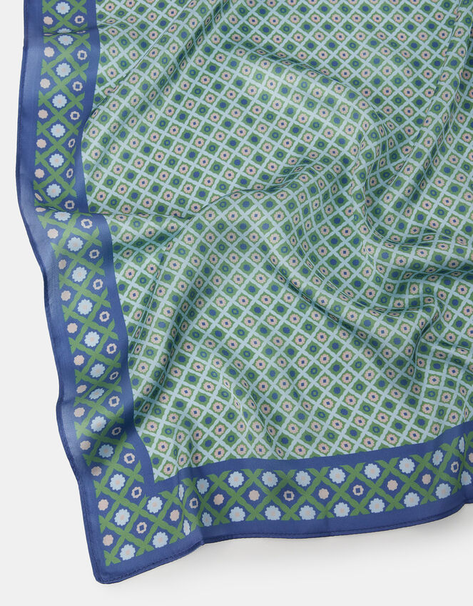 Geometric Floral Square Satin Scarf, , large