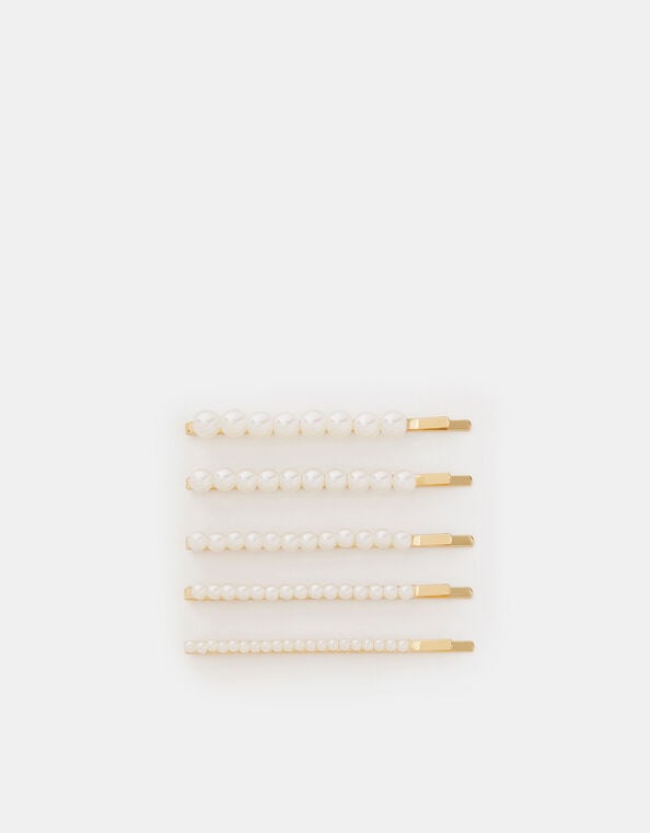 5-Pack Pearl Hair Slides, , large