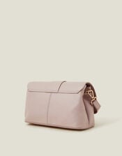 Leather Metal Bar Cross-Body Bag, Nude (NUDE), large