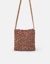 Metallic Woven Crossbody Bag, , large