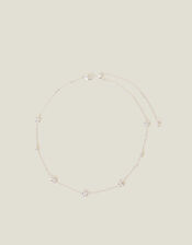 Sterling Silver-Plated Diamante Flower Collar Necklace, , large