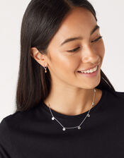 Sterling Silver Disc Station Necklace, , large