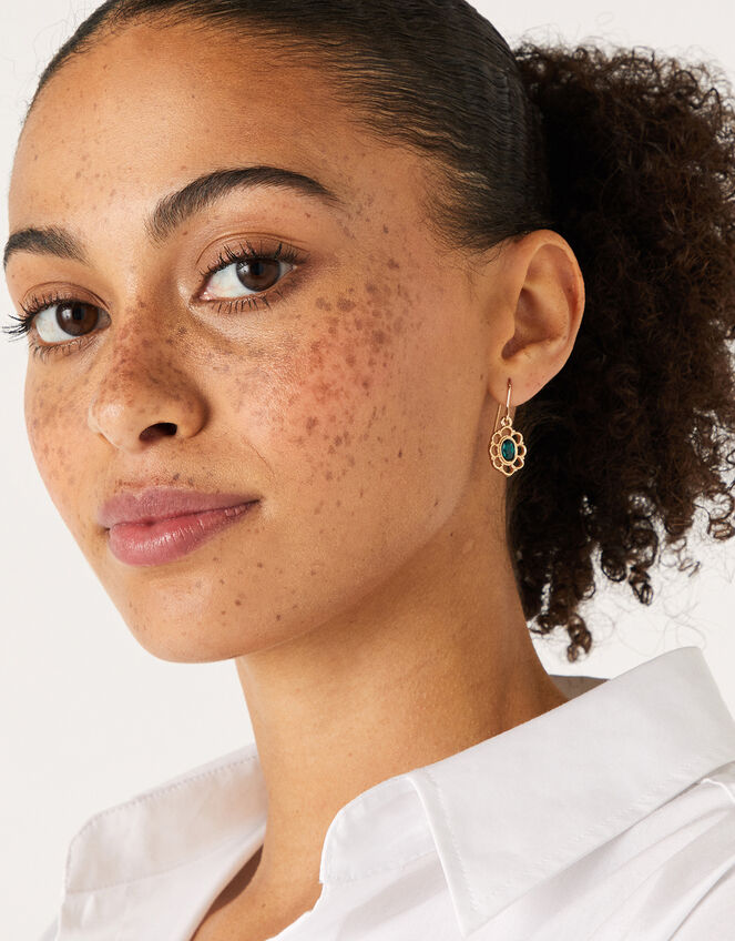 Filigree Emerald Short Drop Earrings, , large