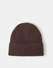 Heart Embroidered Beanie Hat, Brown (CHOCOLATE), large