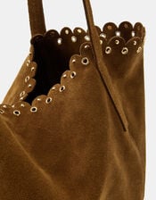 Eyelet Detail Suede Tote Bag, , large