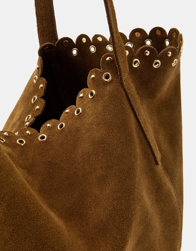 Eyelet Detail Suede Tote Bag, , large