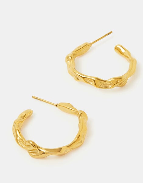 Stainless Steel Molten Hoop Earrings, , large