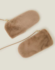 Faux Fur String Mittens, Natural (NATURAL), large