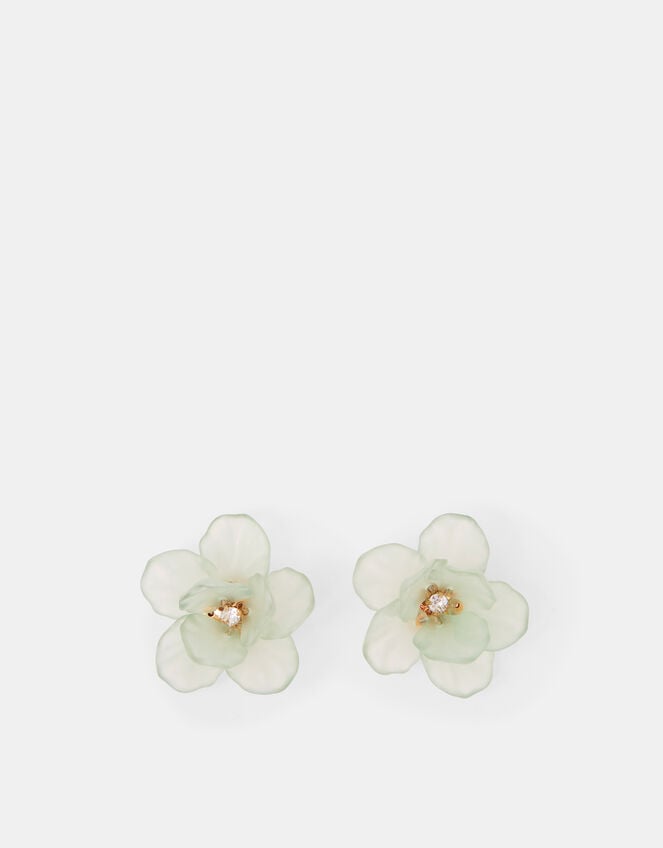 Frosted Flower Stud Earrings, , large