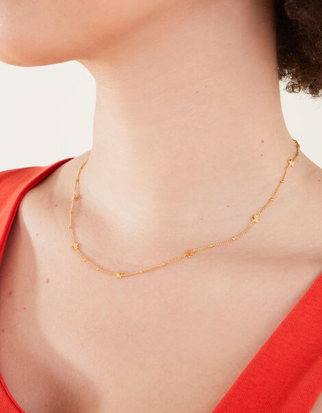 14ct Gold-Plated Star Station Necklace, , large
