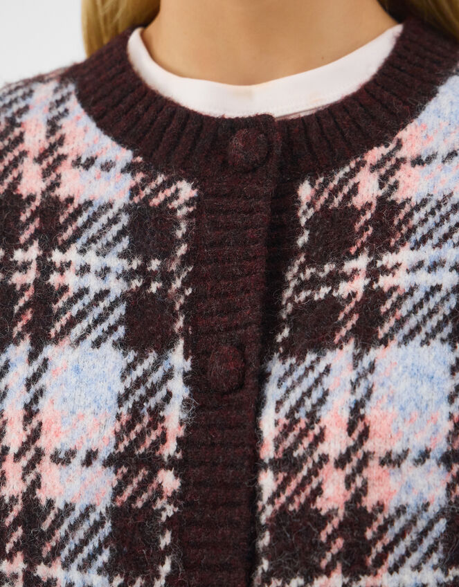 Check Cardigan, Brown (CHOCOLATE), large