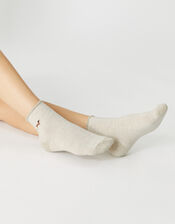 Embroidered Sausage Dog Socks, , large