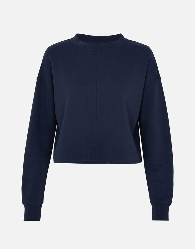 Lounge Crop Sweatshirt in Organic Cotton , Blue (NAVY), large