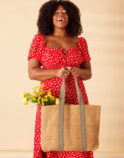 Large Raffia Webbing Strap Bag, , large