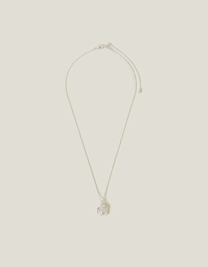 Sterling Silver-Plated Elephant Pendant Necklace, , large