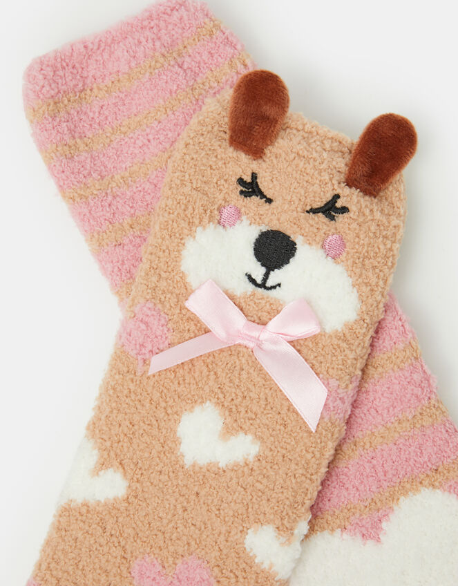 2-Pack Girls Puppy Bed Socks, Natural (NEUTRAL), large