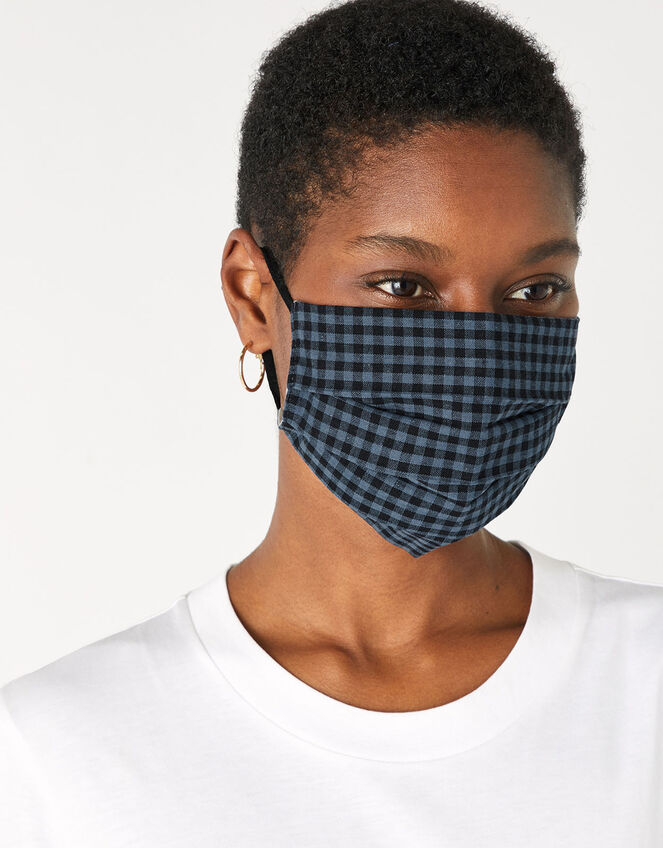 Gingham Face Covering with Matching Scrunchie, , large