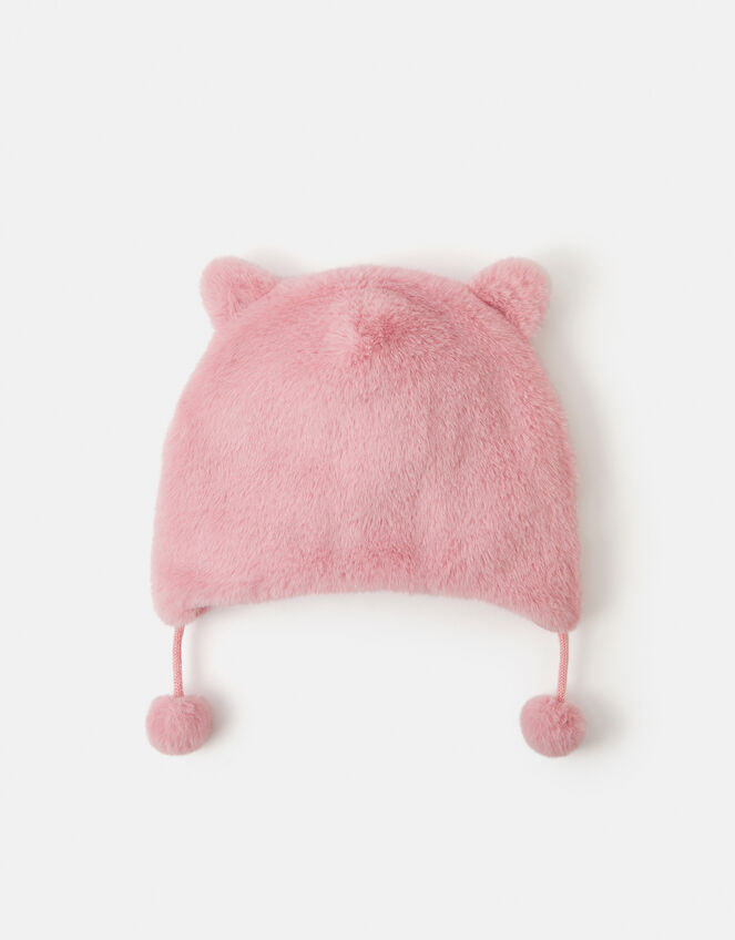Girls Fluffy Faux Fur Cat Chullo Hat, Pink (PINK), large