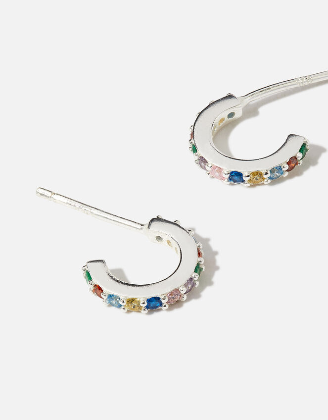 Sterling Silver Rainbow Hoops, , large
