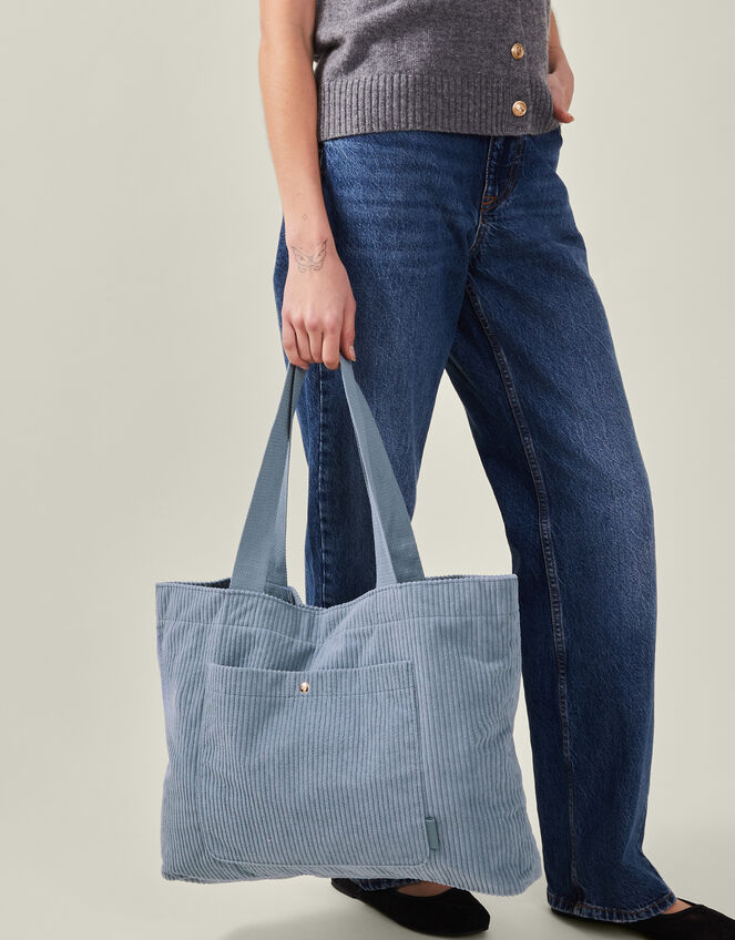 Corduroy Shopper Bag, Blue (BLUE), large