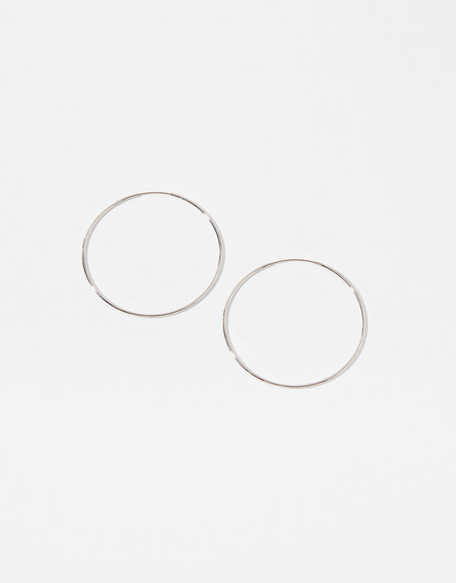 Platinum-Plated Simple Hoop Earrings, , large