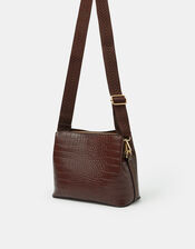 Faux Croc Crossbody Bag, , large