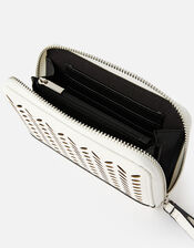 Cut-Out Pattern Zip Wallet, White (WHITE), large