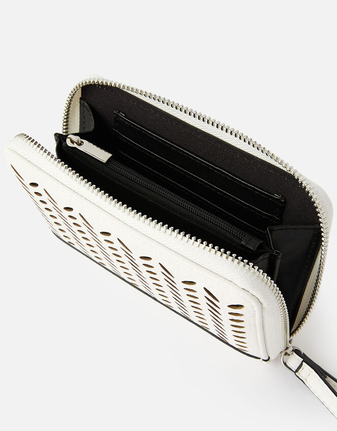 Cut-Out Pattern Zip Wallet, White (WHITE), large