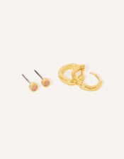 14ct Gold-Plated Rose Quartz Molten Earrings Set of Two, , large