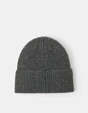 Heart Embroidered Beanie Hat, Grey (GREY), large