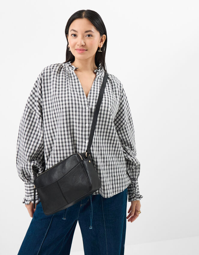 Leather Double Zip Camera Bag, , large