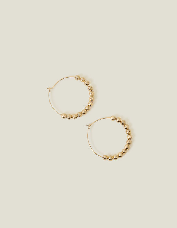 Large Bead Hoop Earrings, , large